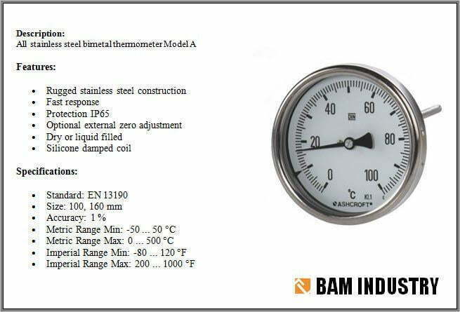 Bimetal thermometer w