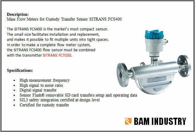 Mass Flow Meters for Custody Transfer SENSORS