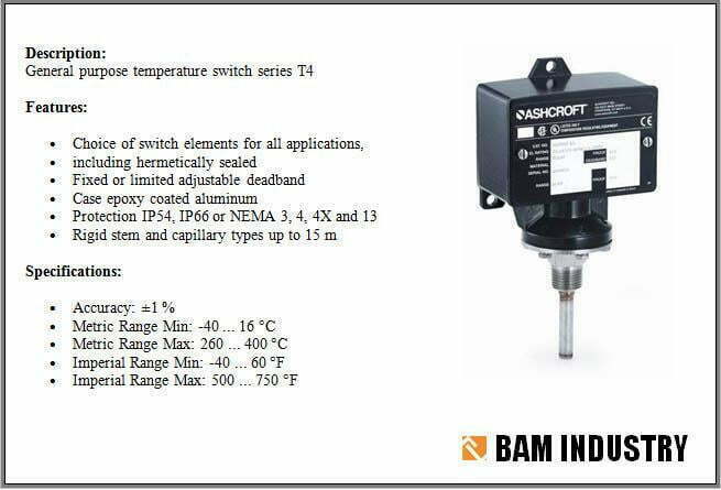 Temperature Switches General purpose temperature switch w